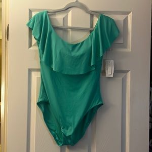 NWT. Trina Turk Monaco Ruffled One-Piece Swimsuit